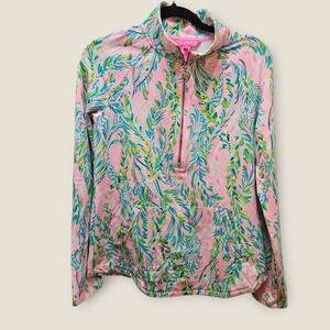 Lilly Pulitzer Skipper Popover Mermaid In The Shade Pink Half Zip Pullover Small